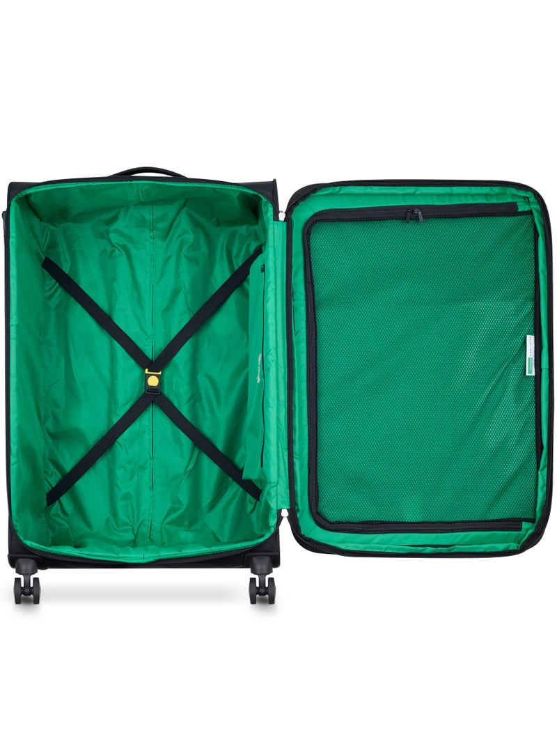 UNITED COLORS OF BENETTON Color Block 81 Cm 4-Double Wheeled Softside Expandable Check-In Luggage Trolley Case - Black - Image 3